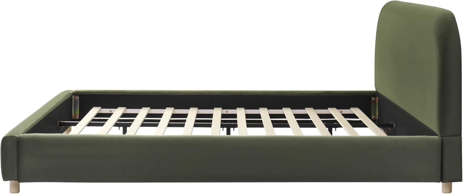 Boucle Upholstered Platform Bed Frame with Soft Headboard, Metal & Wood Slat Support Bed, No Box Spring Needed, Easy Assembly Bedroom Bed Frame
