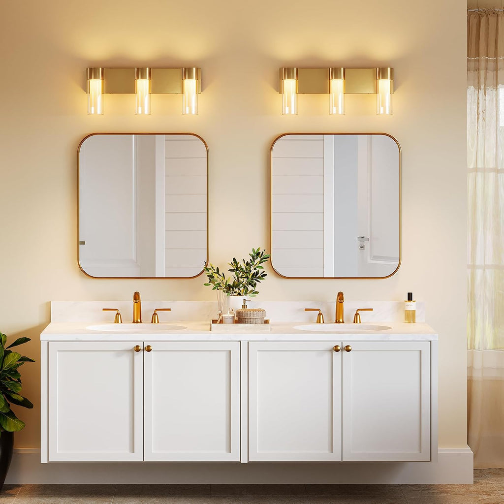 3-Light LED Bathroom Vanity Light with Adjustable Color Temperature (3000K–6000K), Modern Glass Wall Sconce for Bathroom, Bedroom & Dressing Area