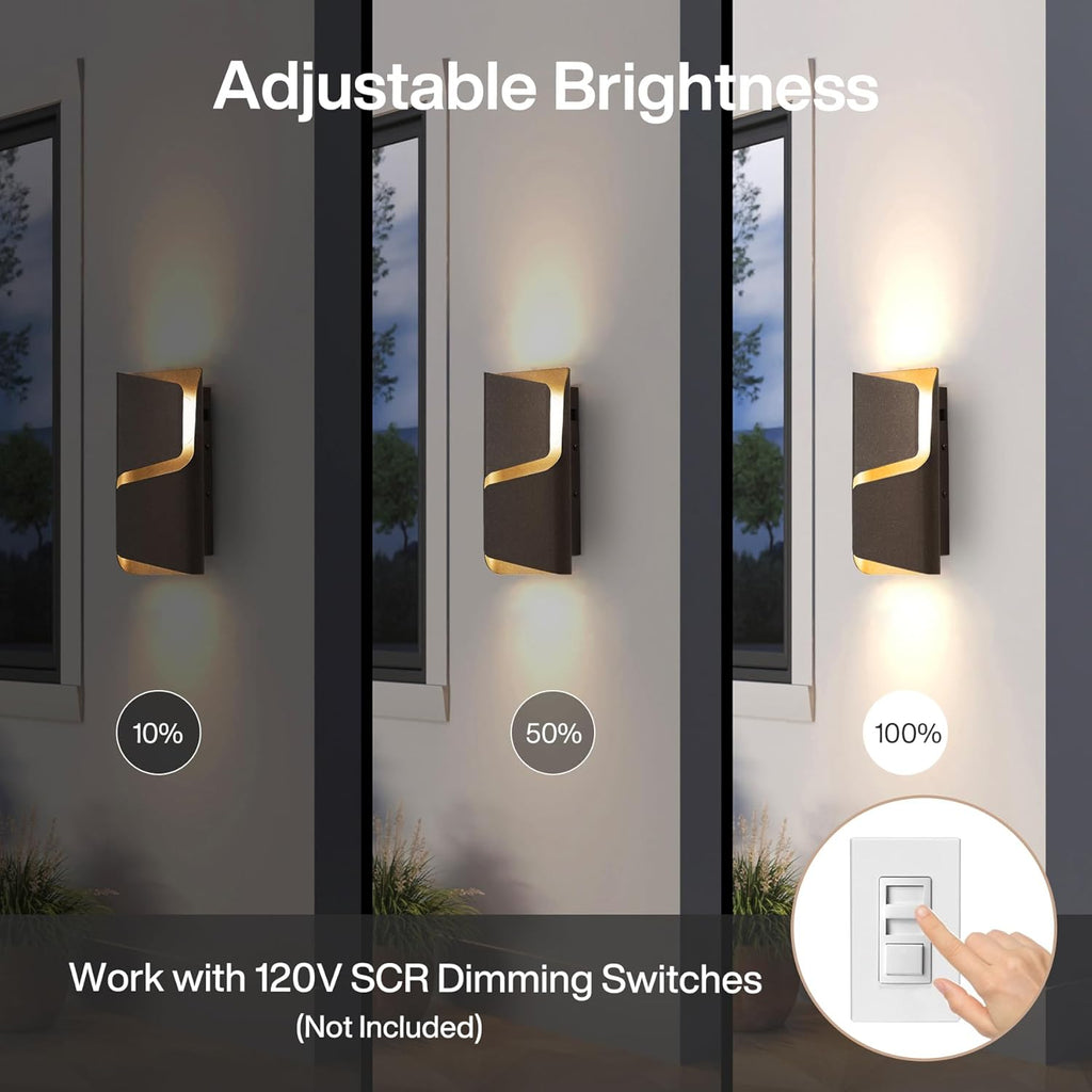 LED Outdoor Wall Light with Adjustable Brightness & 3CCT, Modern Waterproof Exterior Wall Sconce with Photocell Sensor for Porch, Garage & Entryway