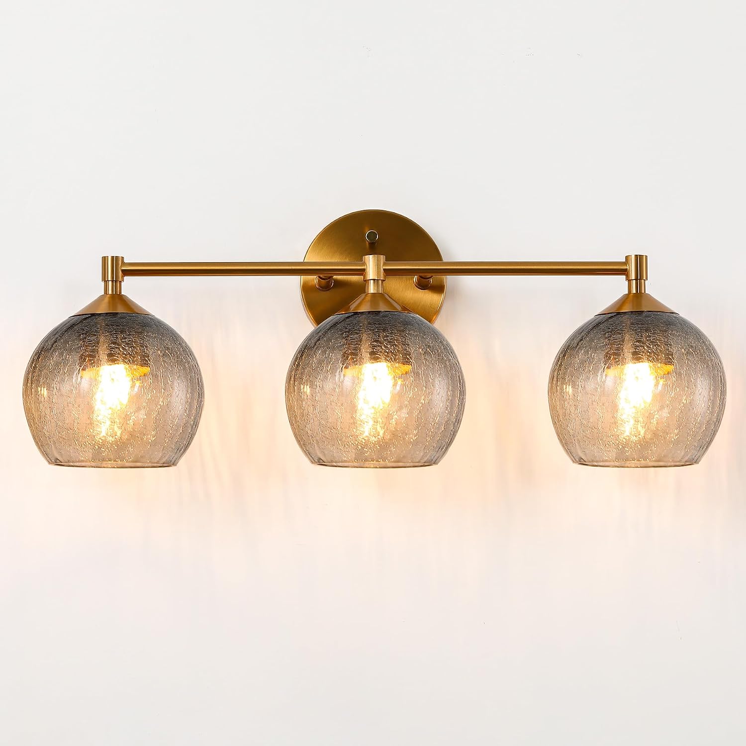 Bathroom Vanity Wall Sconce with Glass Shade, Brushed Nickel Wall Light Fixture, Up & Down Mount Lighting for Bathroom, Bedroom, Hallway & Living Room, E26 Base