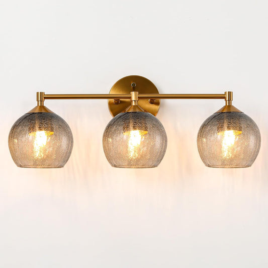Bathroom Vanity Wall Sconce with Glass Shade, Brushed Nickel Wall Light Fixture, Up & Down Mount Lighting for Bathroom, Bedroom, Hallway & Living Room, E26 Base