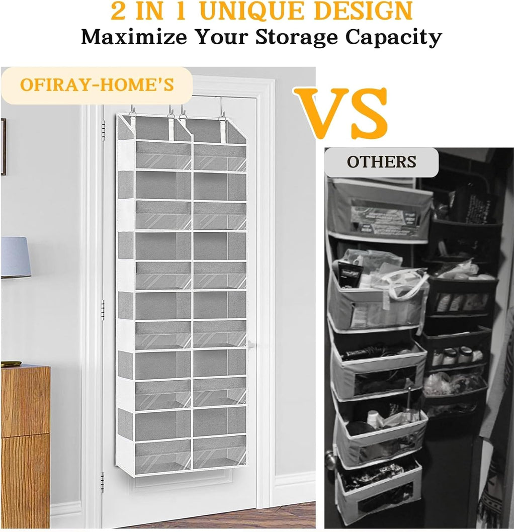 6-Tier Over-the-Door Storage Organizer with 12 Compartments & Side Mesh Pockets, Hanging Closet Door Storage Rack for Bedroom, Bathroom, Kitchen & Nursery
