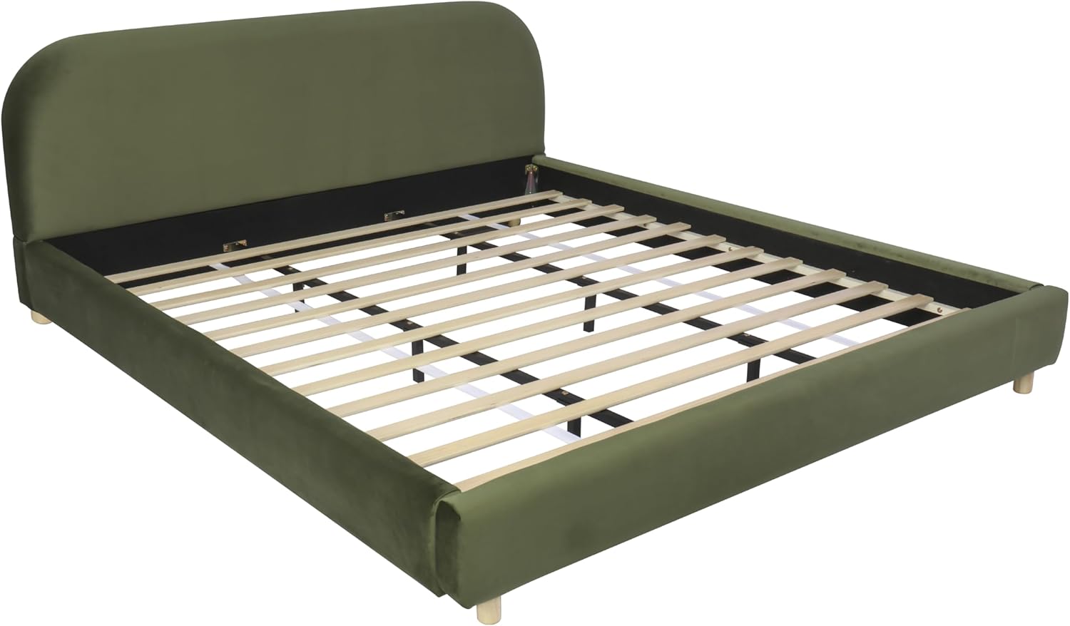 Boucle Upholstered Platform Bed Frame with Soft Headboard, Metal & Wood Slat Support Bed, No Box Spring Needed, Easy Assembly Bedroom Bed Frame