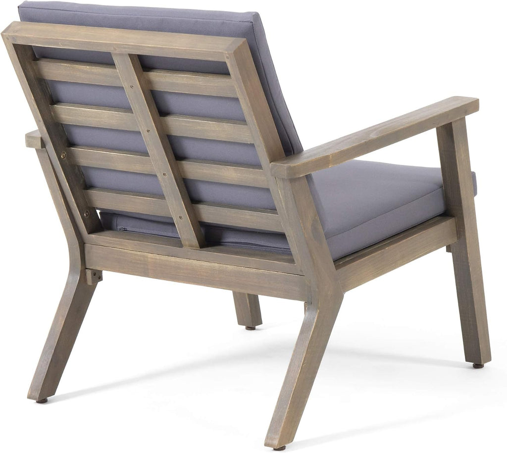 Mid-Century Modern 5-Piece Acacia Wood Patio Furniture Set with Chairs, Ottomans & Side Table, Outdoor Seating Set for Patio, Garden & Deck
