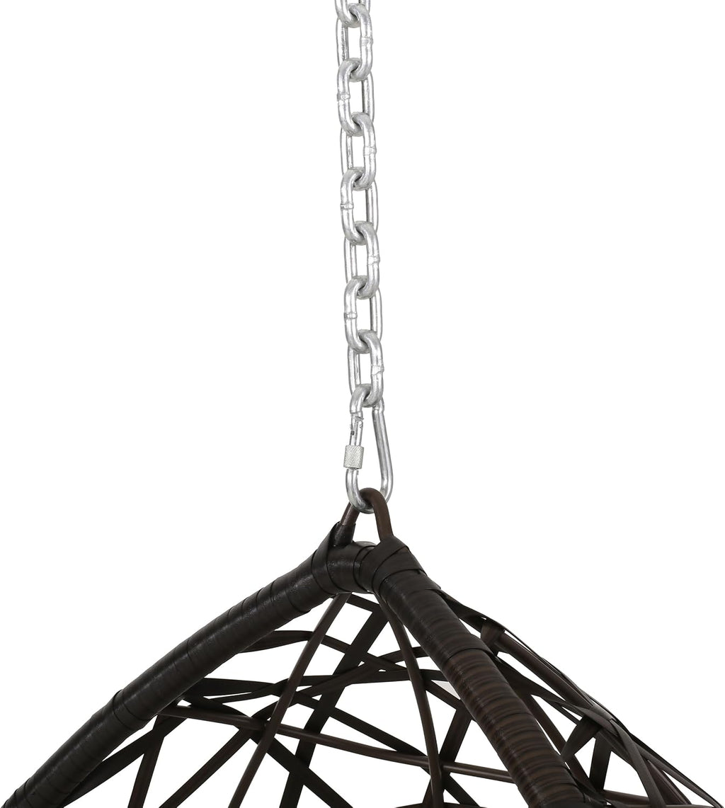 Teardrop Hanging Egg Chair with Cushion, Outdoor Indoor Rattan Swing Chair with Chain, Patio Porch Hammock Chair for Balcony Garden Bedroom