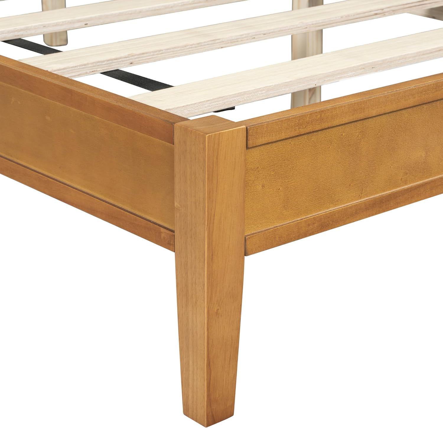 King Solid Wood Platform Bed Frame with Slat Headboard & Side Storage Cabinets, No Box Spring Needed, Modern Bedroom Bed with Display Shelf