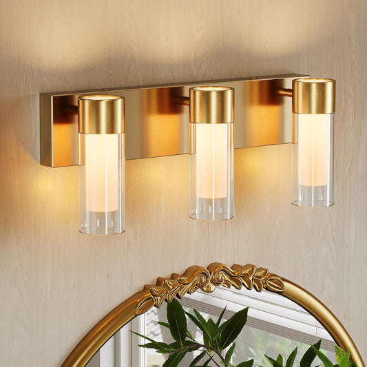 3-Light LED Bathroom Vanity Light with Adjustable Color Temperature (3000K–6000K), Modern Glass Wall Sconce for Bathroom, Bedroom & Dressing Area