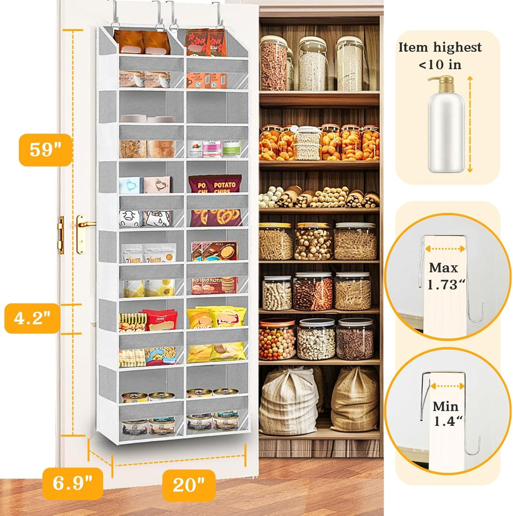 6-Tier Over-the-Door Storage Organizer with 12 Compartments & Side Mesh Pockets, Hanging Closet Door Storage Rack for Bedroom, Bathroom, Kitchen & Nursery