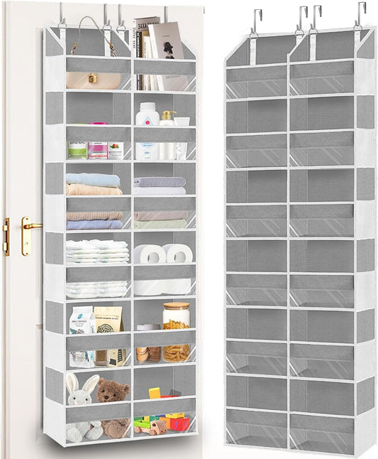 6-Tier Over-the-Door Storage Organizer with 12 Compartments & Side Mesh Pockets, Hanging Closet Door Storage Rack for Bedroom, Bathroom, Kitchen & Nursery