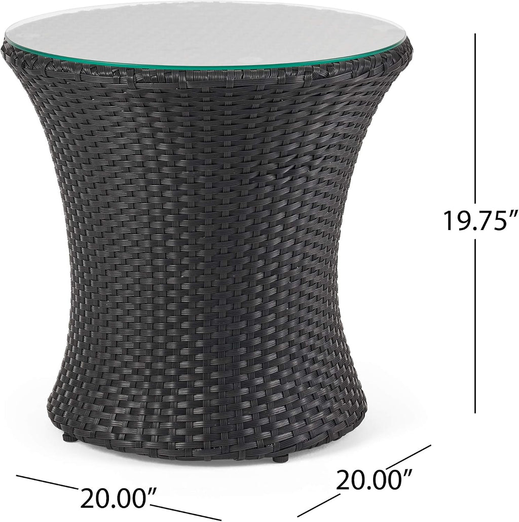 Outdoor PE Wicker Patio Chairs Set with Cushions & Table, Ready-to-Use Backyard Seating Set, Black Frame with White Cushions, No Assembly Required